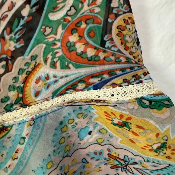 Westport 162 Boho Top Plus 2X Sheer Paisley Crochet Fairy Whimsy Flounce Sleeve - Picture 10 of 12